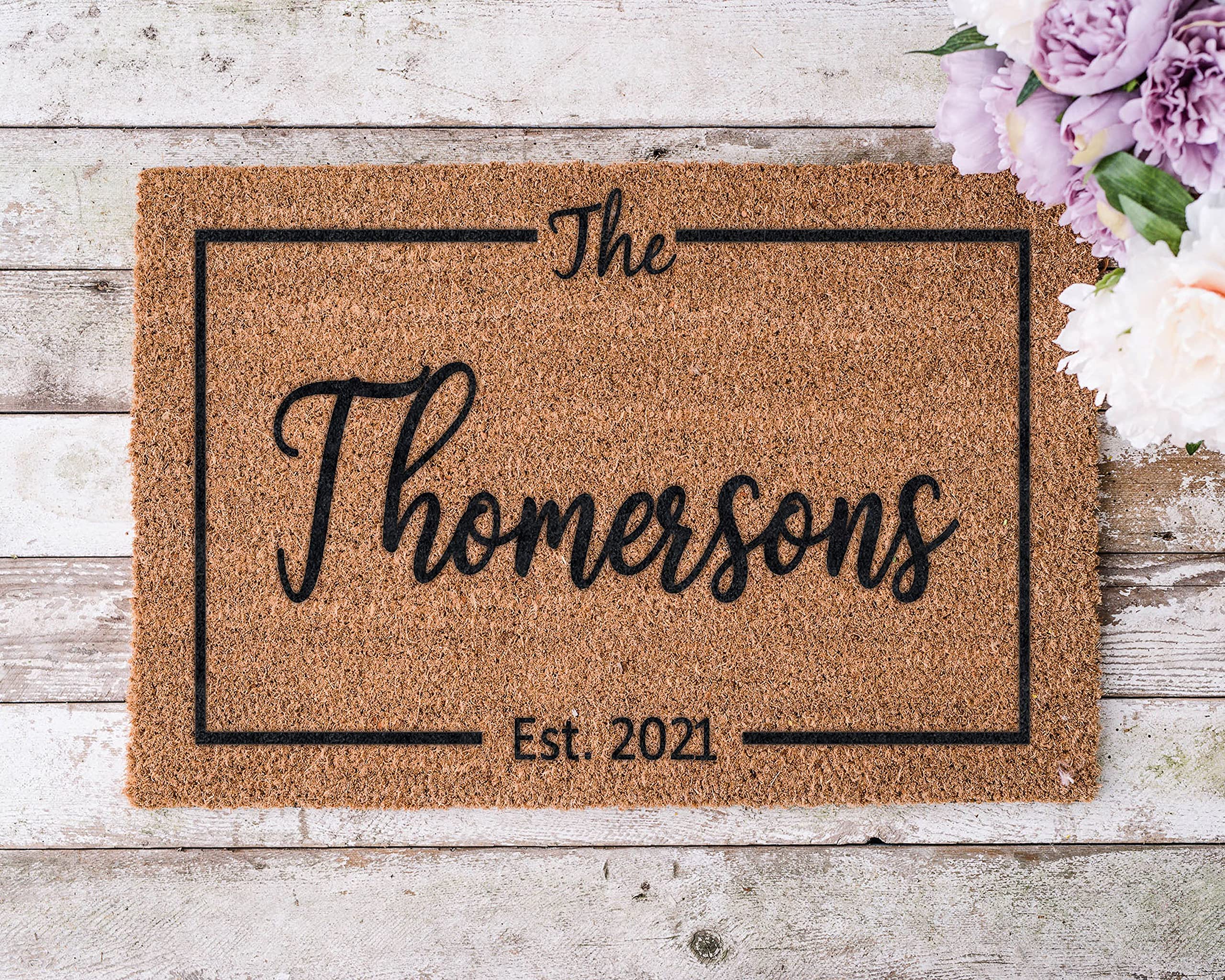 Personalized Last Name Coir Coconut Husk Doormat Door Mat 18x30 or 24x36 (18