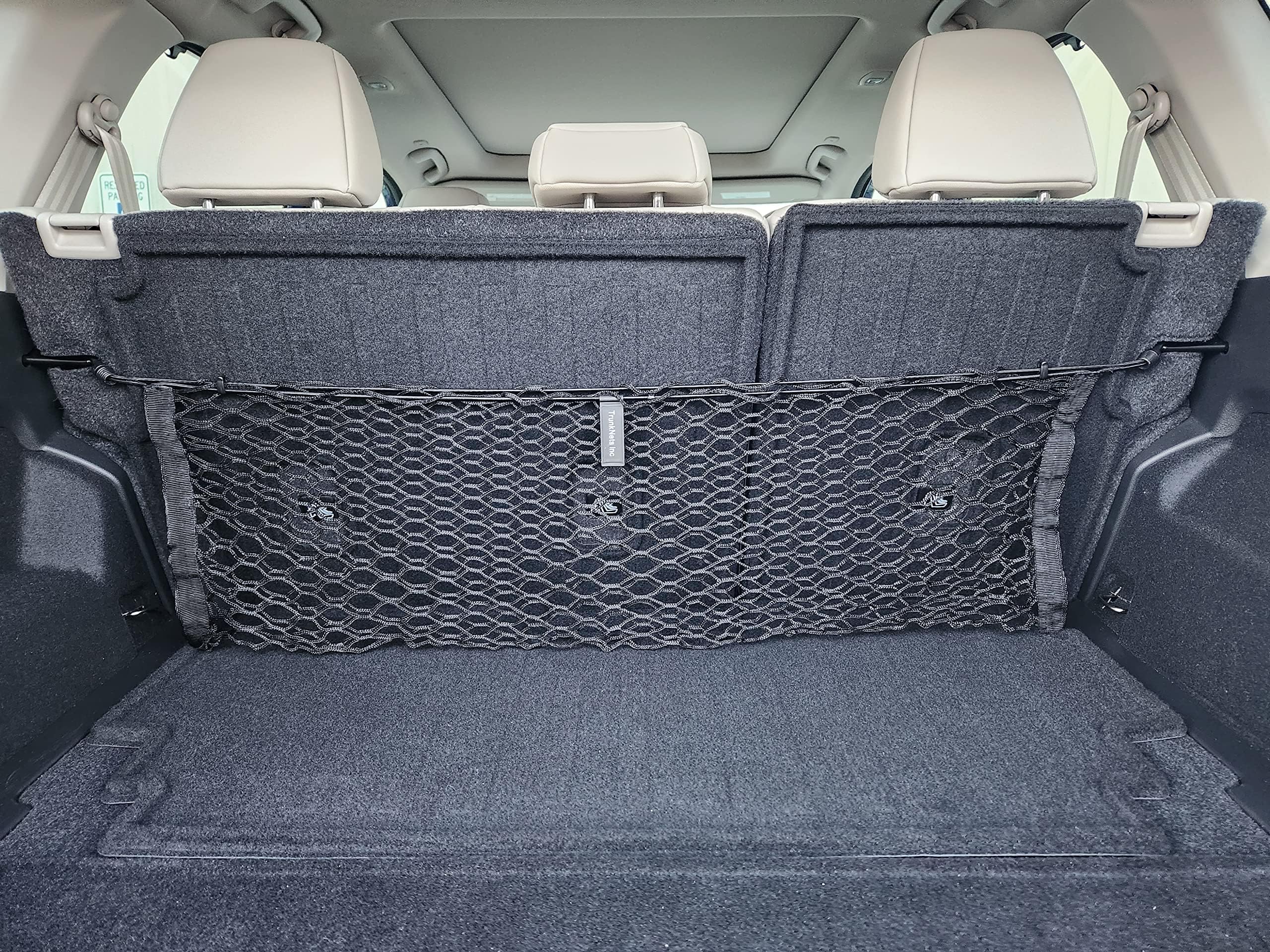 Back Seat Style Automotive Elastic Trunk Mesh Cargo Net for Nissan Rogue (T33) 2021-2025 - Premium Trunk Organizer and Storage - Luggage Net for Crossover - Best Car Organizer for Nissan Rogue