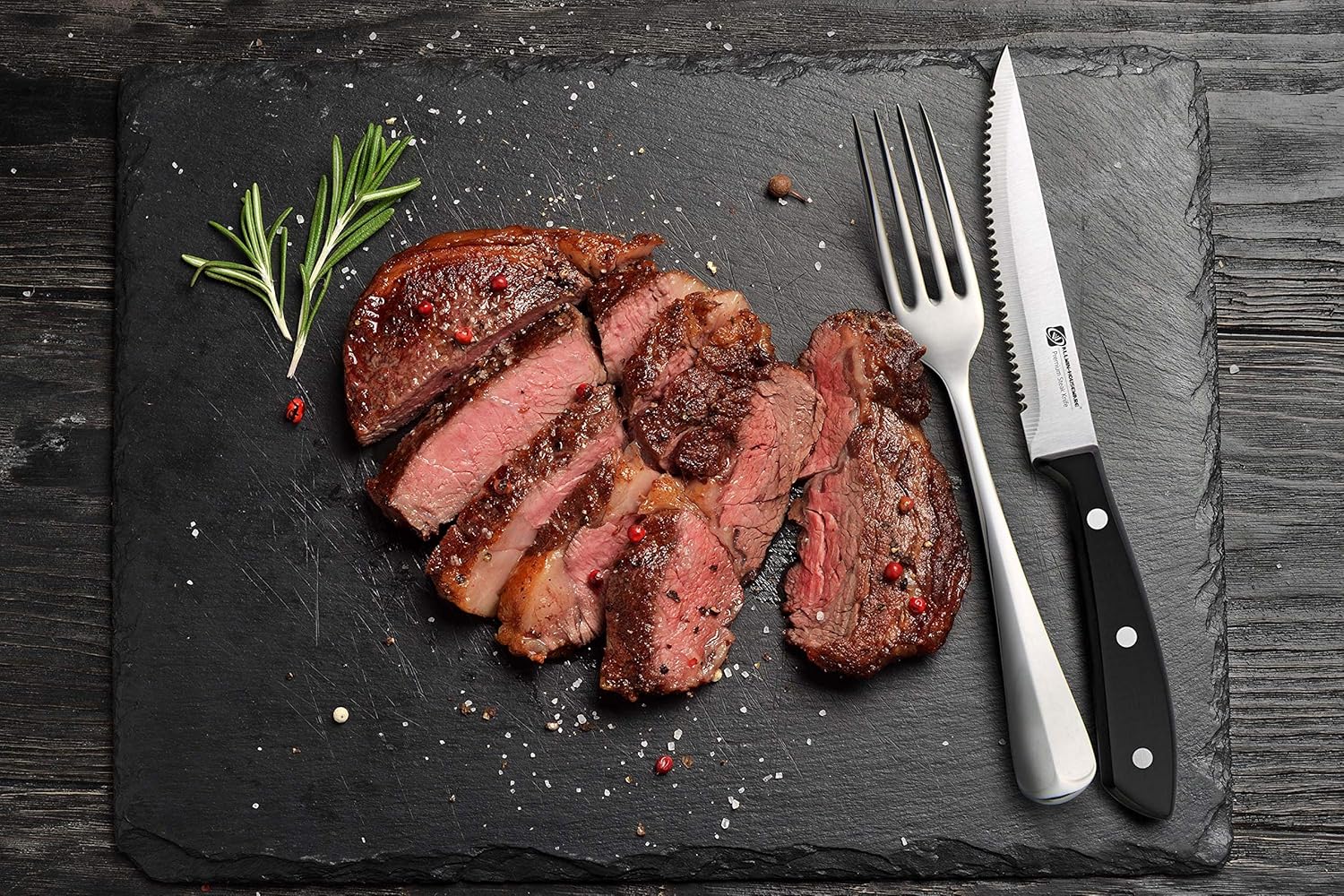 Premium 8-Piece German High Carbon Stainless Steel Serrated Steak Knife Set, Full Tang Steak Knives: Home & Kitchen