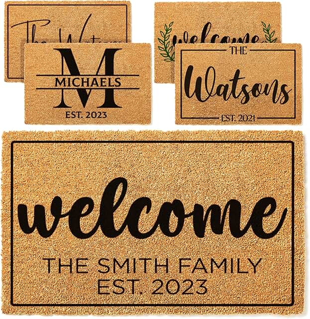 Custom Welcome Doormat with Family Name & 6 Designs, Personalized DoorMa...