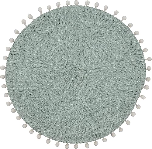 SARO LIFESTYLE 2802.MN15R 15 in. Juego de 4 manteles individuales redondos con pompones