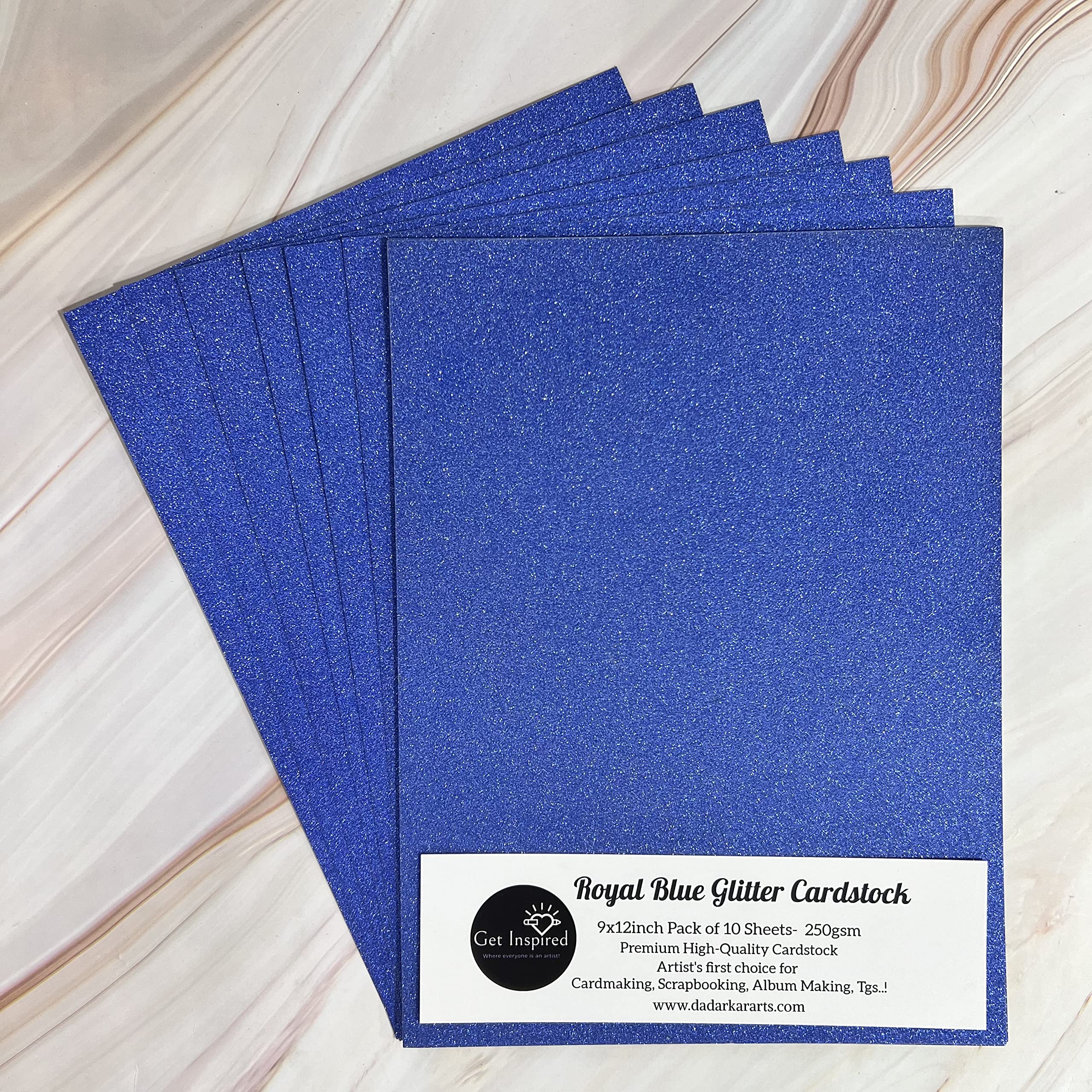 Royal Blue Glitter Cardstock 9"x12" 10/Pkg by Get Inspired