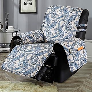 STONECREST Non Slip Recliner Chair Cover - Paisley Printing, Cotton Pre-...