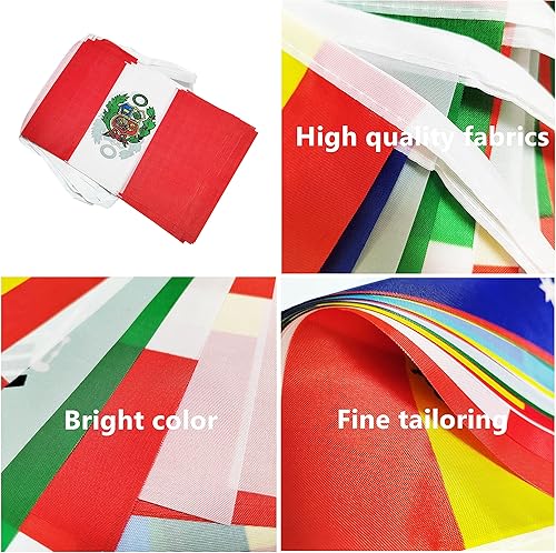 Miniatura 113 de Bandera argentina de 50 pies con cadena de bandera argentina, mini bandera argentina pequeña, para decoración de fiestas, tiendas y bares