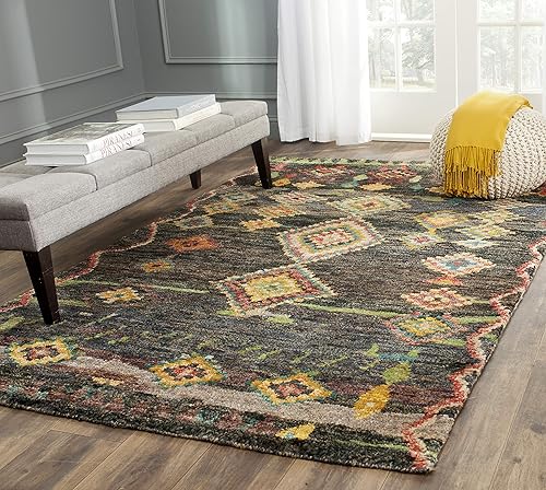 SAFAVIEH Tangier Collection - Alfombra de área de 8 x 10 pies, color negro, yute tribal marroquí bohemio anudado a mano, ideal para zonas de alto