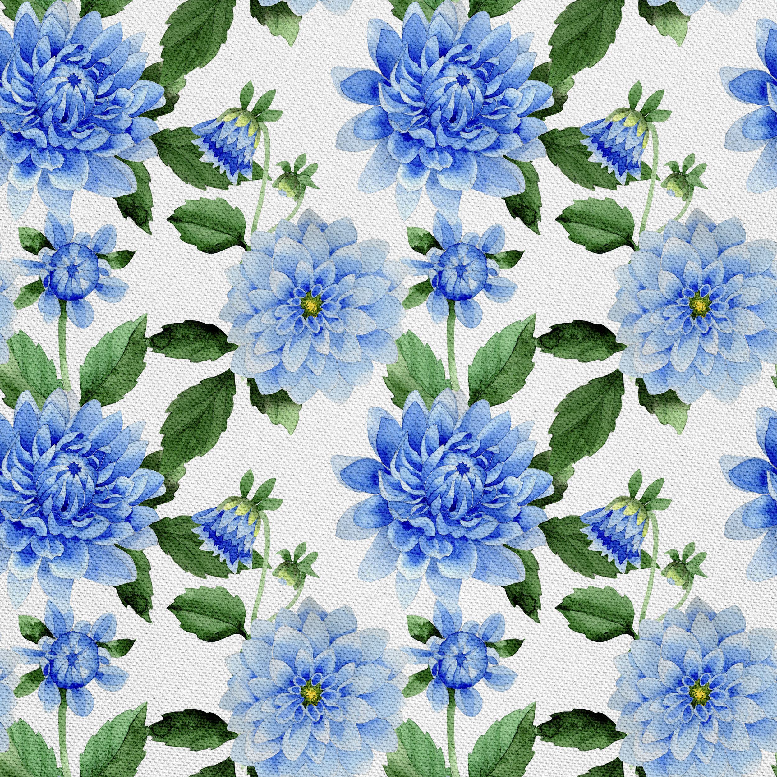 HEKO PANELS Oxford Wasserdichte Meterware Canvas-Stoff Polyester Zum Nähen Möbelstoffe Dekostoffe Handwerken Wasserabweisend Blickdicht Dahlien Blau 5 Meter 155 x 500 cm