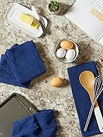 Vista 6 de DII - Juego de toallas para platos, colección Terry básica, diseño waffle, 15 x 26 pulgadas, azul marino sólido, 4 piezas
