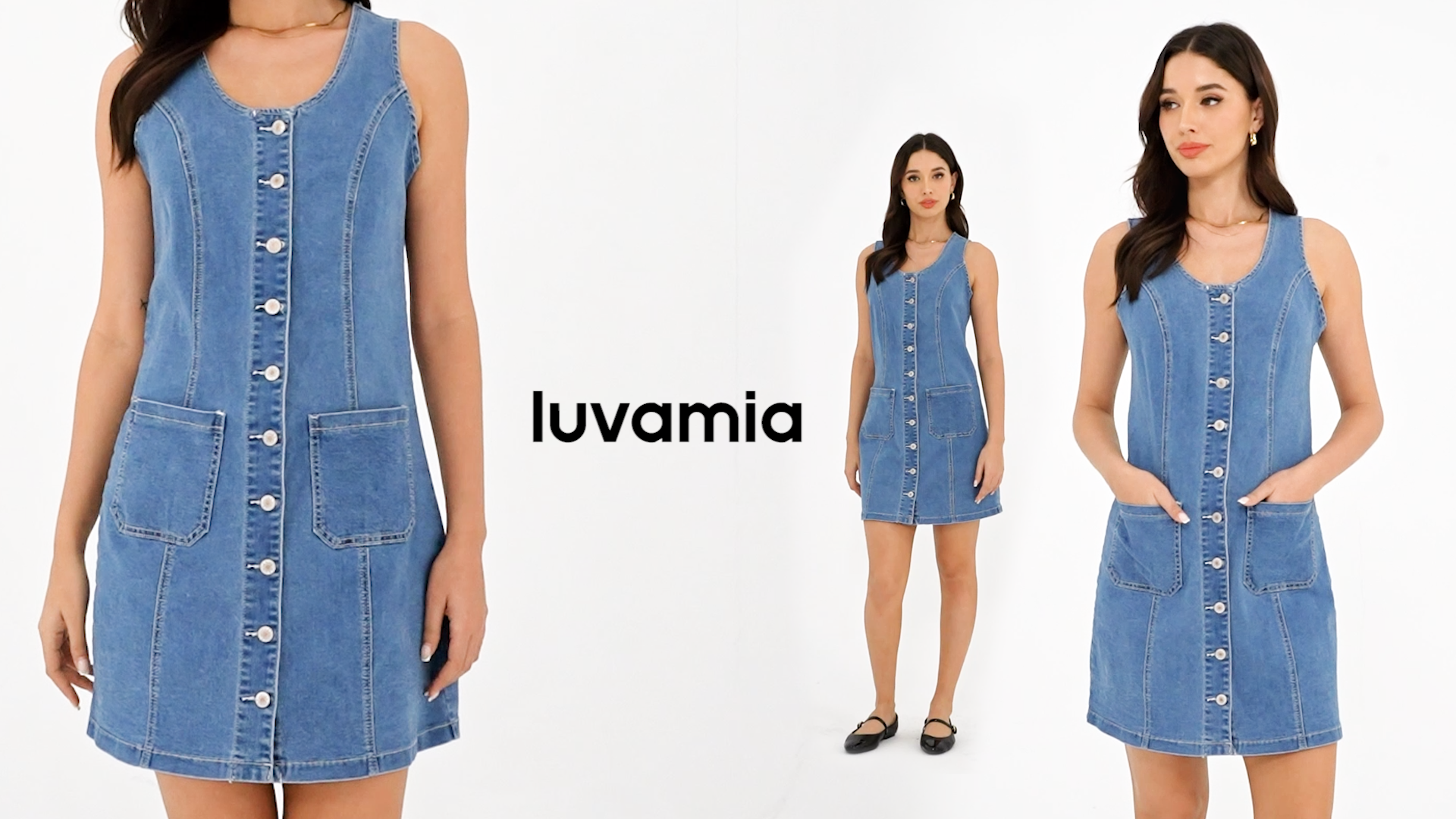 luvamia denim dress luvamia Denim Dress for Women Button Down Short Sleeves Casual Summer Jean Shirt Dresses with Pockets Frayed Hem Womenswear Shortsleeve Minimalist valentine's day outfit graduation dress birthday dresses