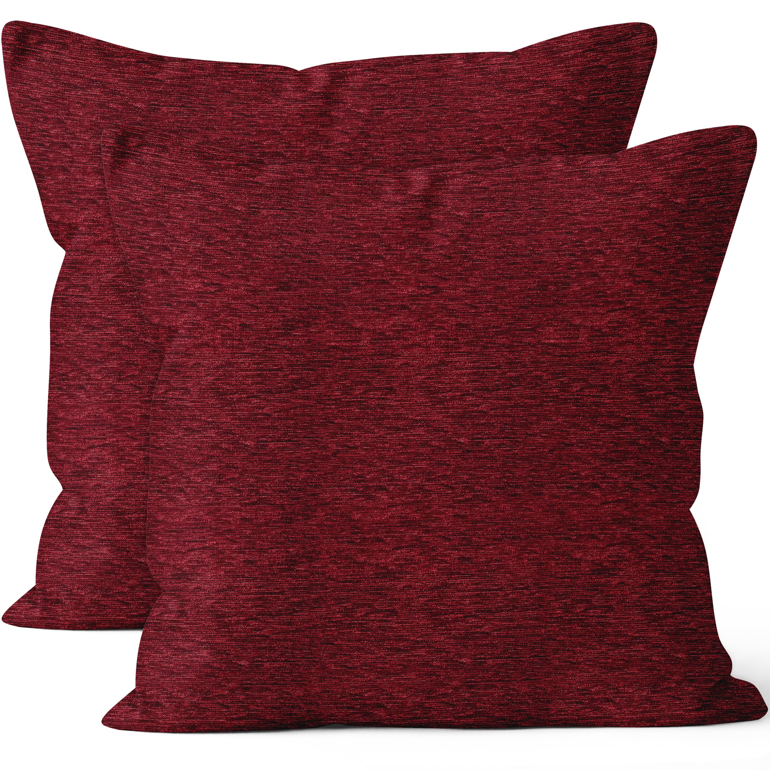 Encasa Homes - Fundas de cojín (50 x 50 cm, 2 Unidades), diseño de Chenilla Fina Texturizada, Color Liso, Suave y Liso, para sofá, sillón y Cama, Color Rojo
