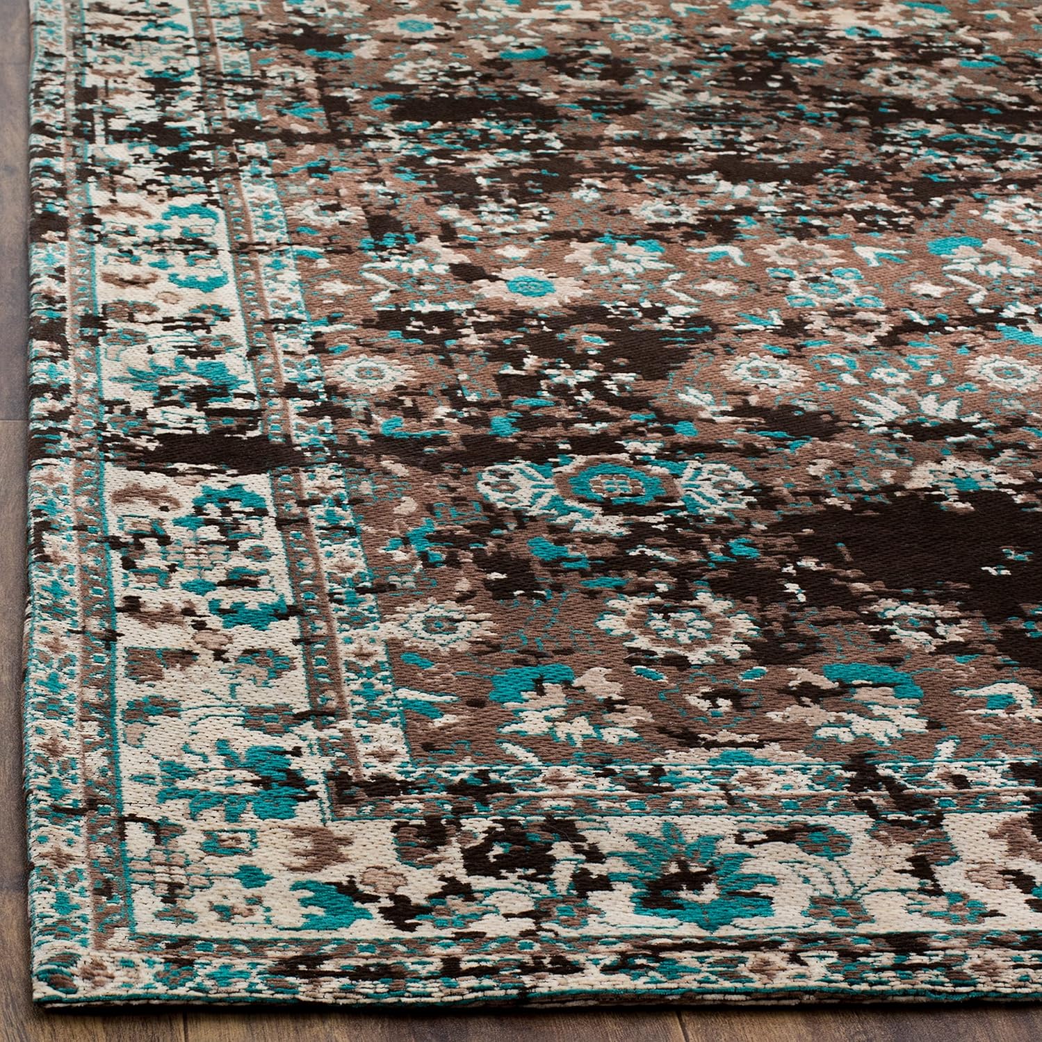 SAFAVIEH Classic Vintage Collection Runner Rug - 2'3" x 8', Teal & Beige, Oriental Distressed Design, Non-Shedding & Easy Care, Ideal for High Traffic Areas in Living Room, Bedroom (CLV226A)