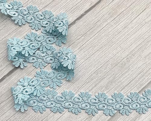 Miniatura 6 de 1.75 pulgadas de ancho, azul, gris, dorado, verde, rojo, naranja, verde, bordado, ribete de encaje, vendido por yarda (rosa)