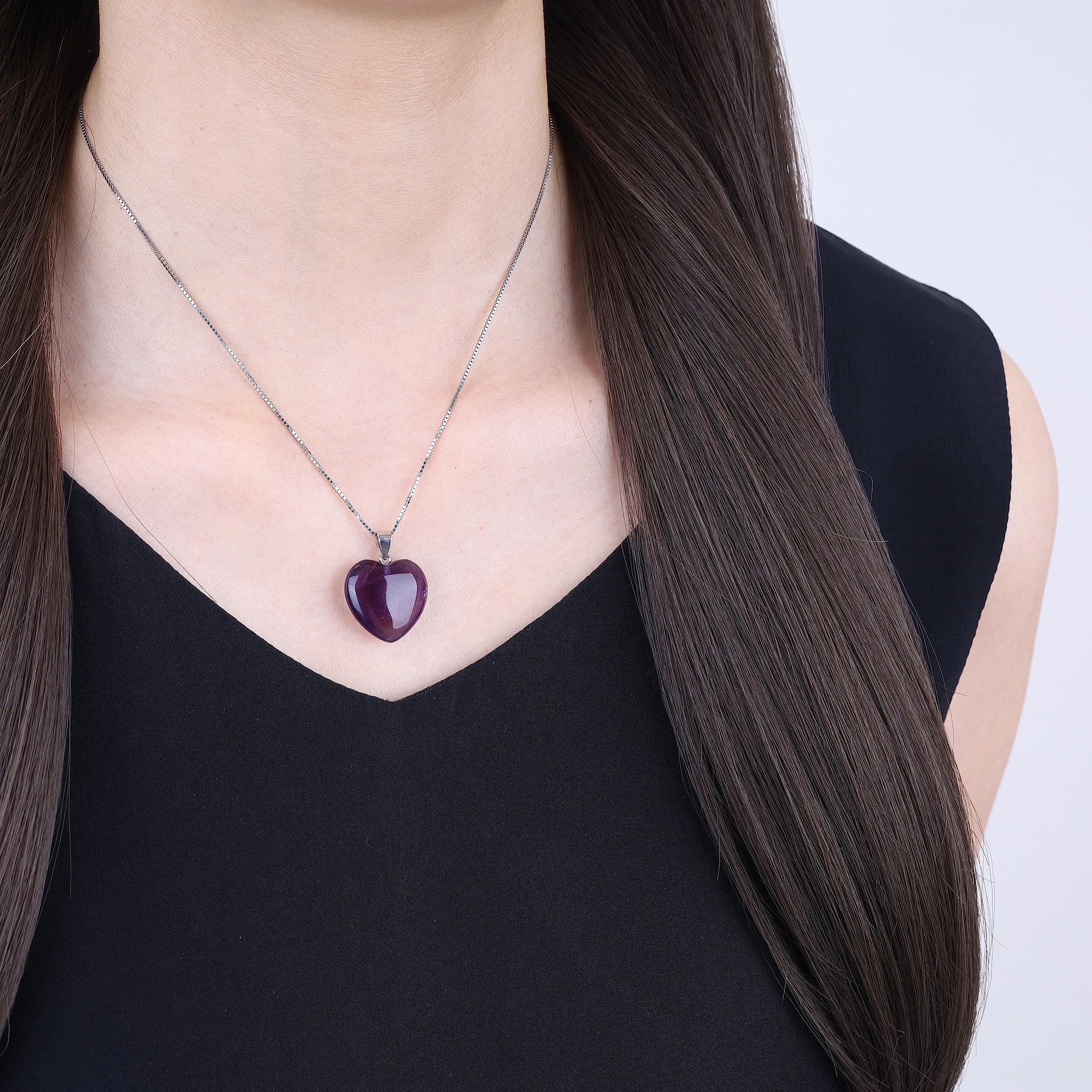 COAI Collar para Mujer de Plata 925 con Colgante Corazon de Piedras Naturales