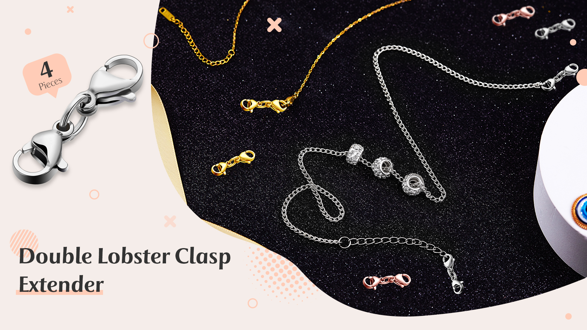 Amazon.com: MTLEE Double Lobster Clasp Extender Double Claw