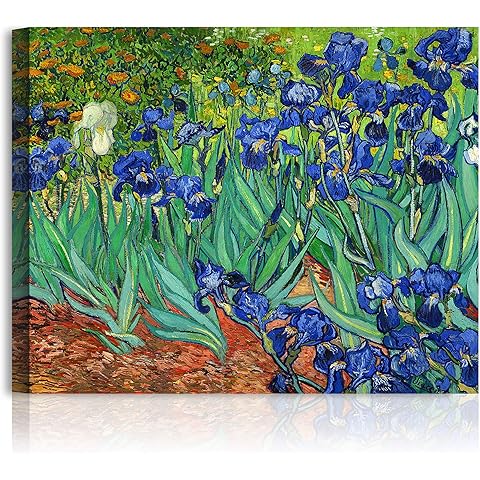 A&T ARTWORK Irises by Vincent Van Gogh. The World Classic Art Reproductions, Giclee Canvas Prints Wall Art for Home Decor,24x30 inches