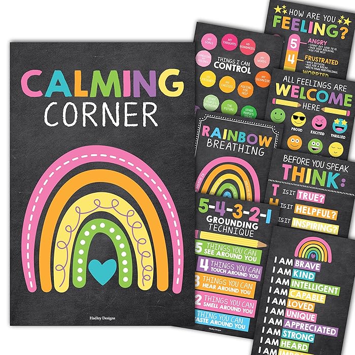 Buy 8 Chalkboard Calming Corner Classroom Posters Preschool Classroom