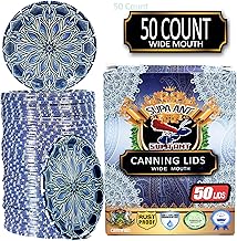 Mason Jar Lids -Canning Lids- Wide Mouth Canning Lids-Canning Lids Wide Mouth-Canning Jar Lids- Mason Jar Lids Wide Mouth-Wide Mouth Lids-Lids for Mason Jars-Rust & Leak Proof 50pk (Blue Wall Plate)
