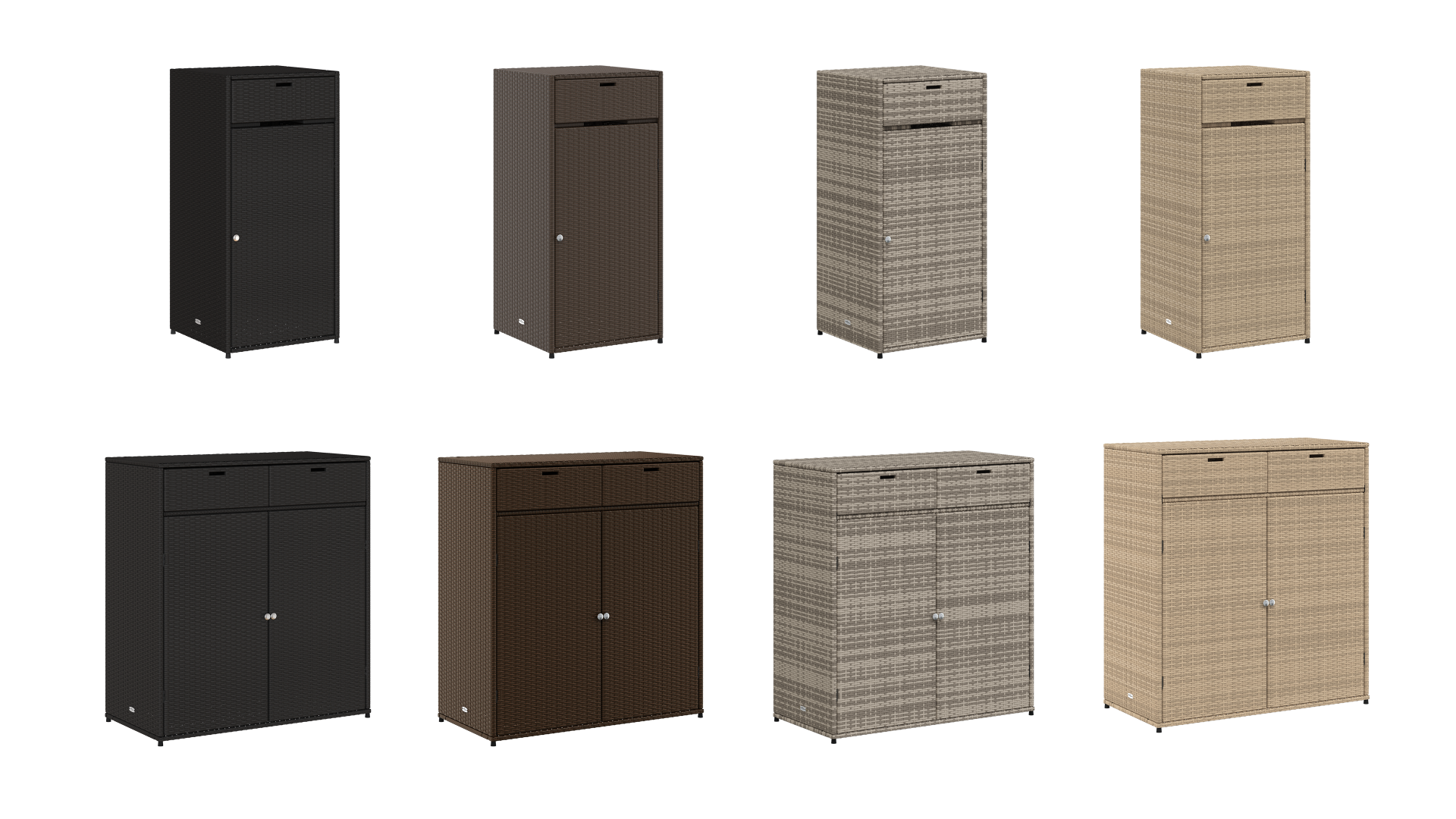VidaXL Armoire De Rangement Jardin Gris Résine Tressée - Organisateur Terrasse Avec Tiroirs