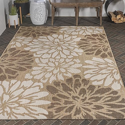 Miniatura 6 de Eyely BMS110I-4 Santa Mónica Zinnia - Alfombra moderna con textura floral para interiores y exteriores, estilo costero glamour, dormitorio, patio