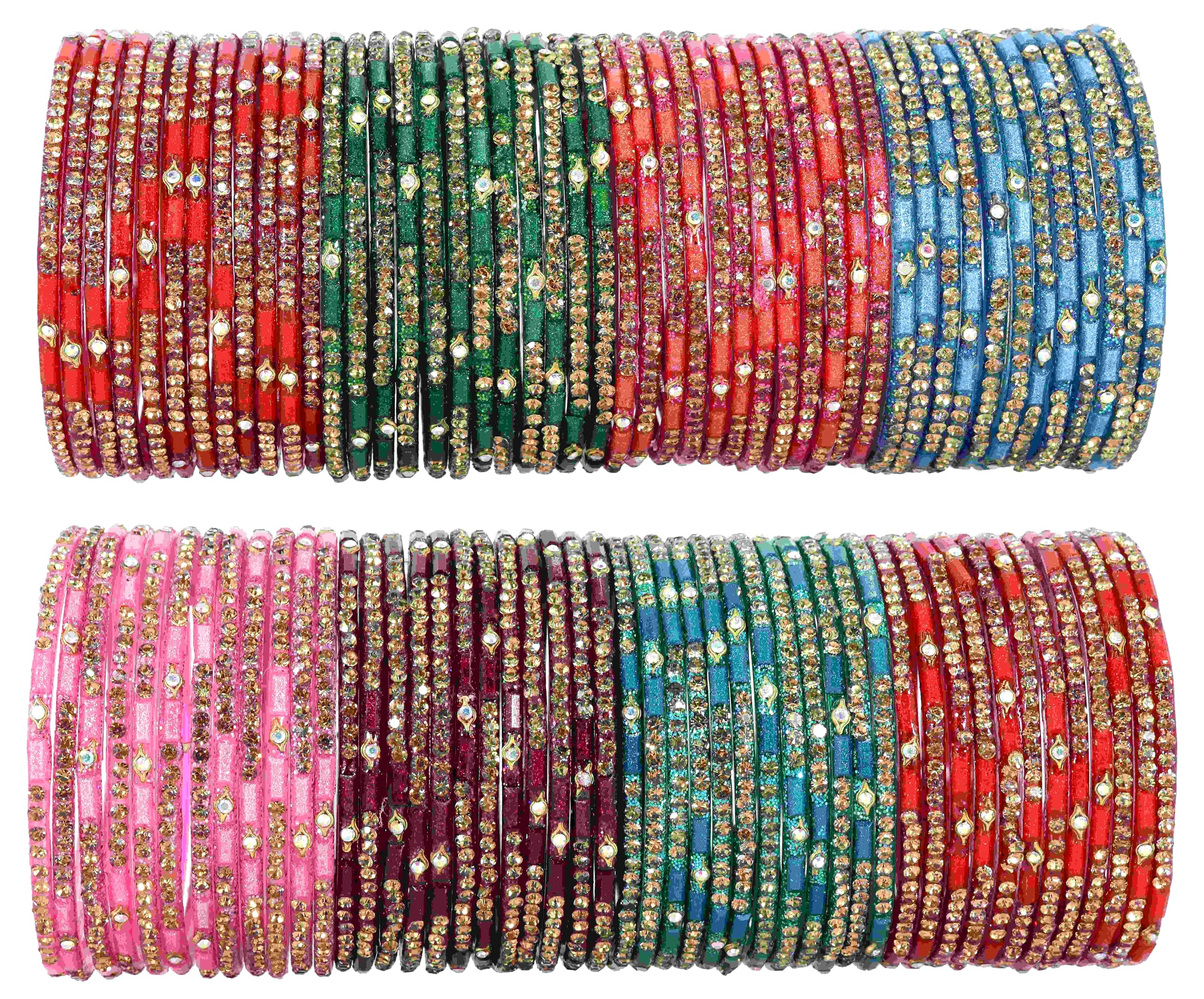 LAVAZZA Multicolour Stone & Beads Work Glass Bangles Set For Women & Girls | Fancy Design Bangles | Colourful Glass Bangles Combo | Kanch ki chudiyan | Bangles For Women Glass-(KS3-Combo-2.8) (B0CY8GDVVR) Amazon Price History, Amazon Price Tracker