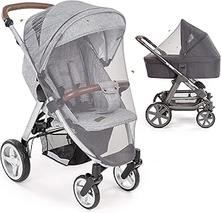 Universal Insektenschutz/Mückennetz für Kinderwagen & Buggy - idealer Schutz vor Wespen & Stechmücken dank feinem Netzgewebe - PREMIUM QUALITÄT: reißfest & waschbar - Grau, Schwarz