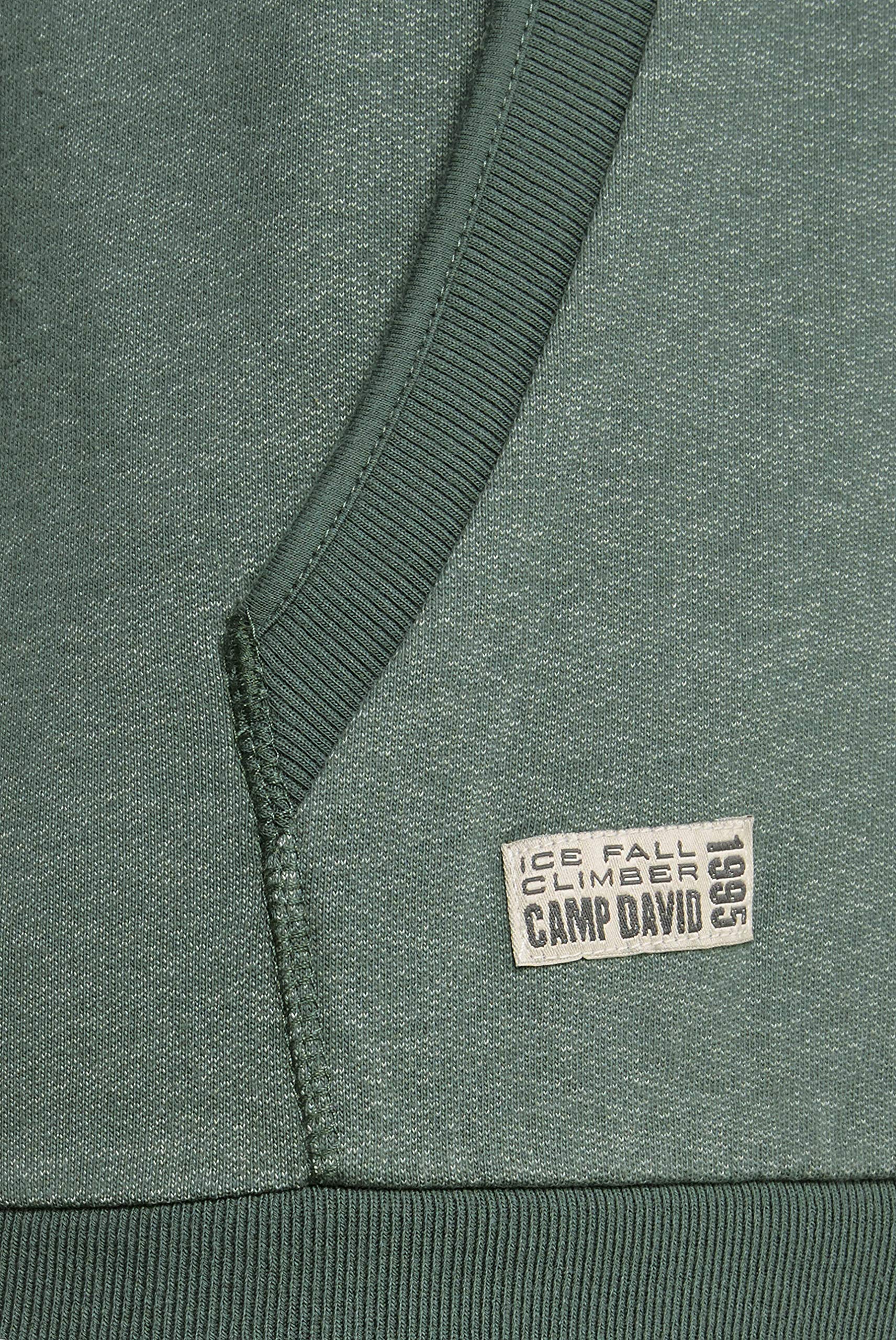 Camp David Herren Hoodie mit beidseitigen Logo-Applikationen, Grün, XXL, Langarm, Mit Kapuze, Buchstabenmuster, Herrenbekleidung, Männer, Erwachsene Männer, Freizeit, Sport