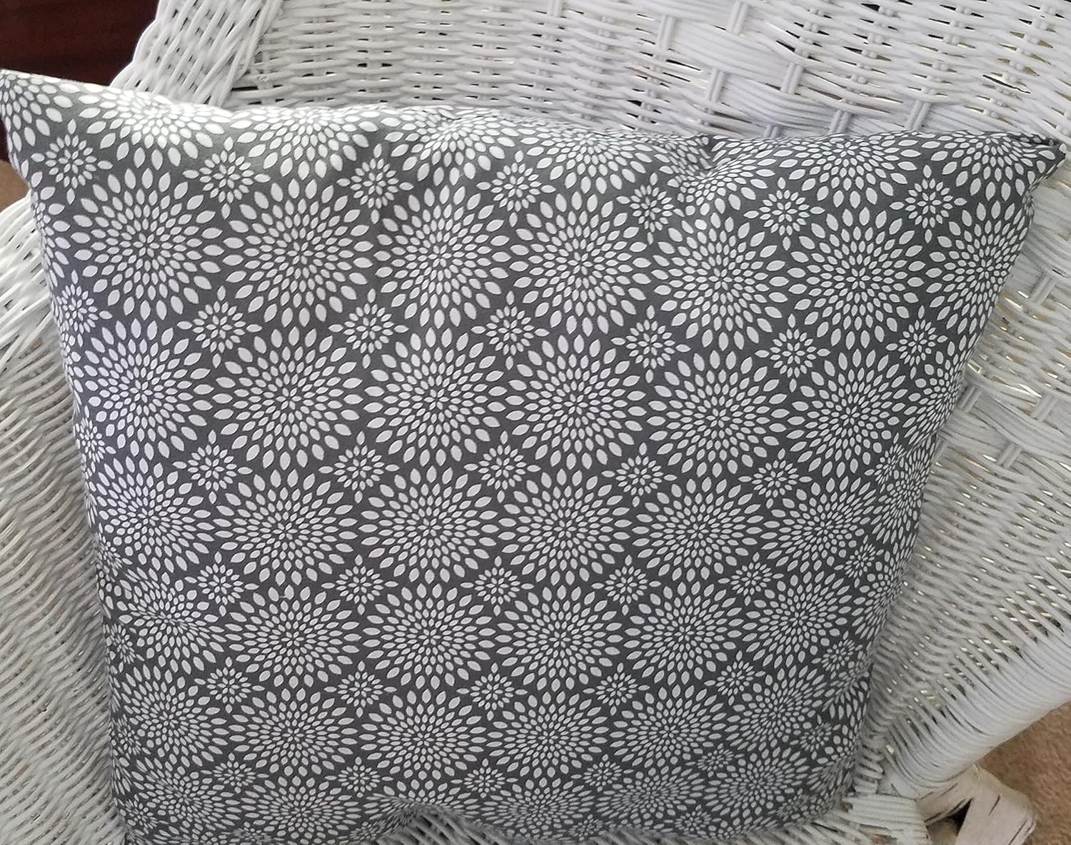 Geometric Gray and White Decorative Throw Pillow Handmade