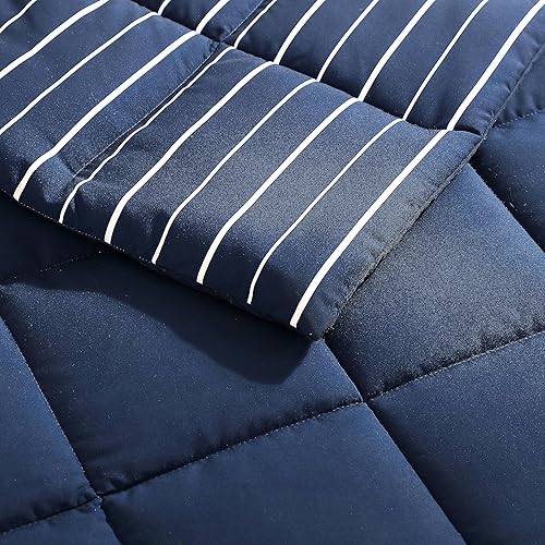 Miniatura 3 de Nautica - Juego de edredón tamaño King, juego de ropa de cama reversible de algodón, decoración del hogar para todas las estaciones (Longdale Stripe