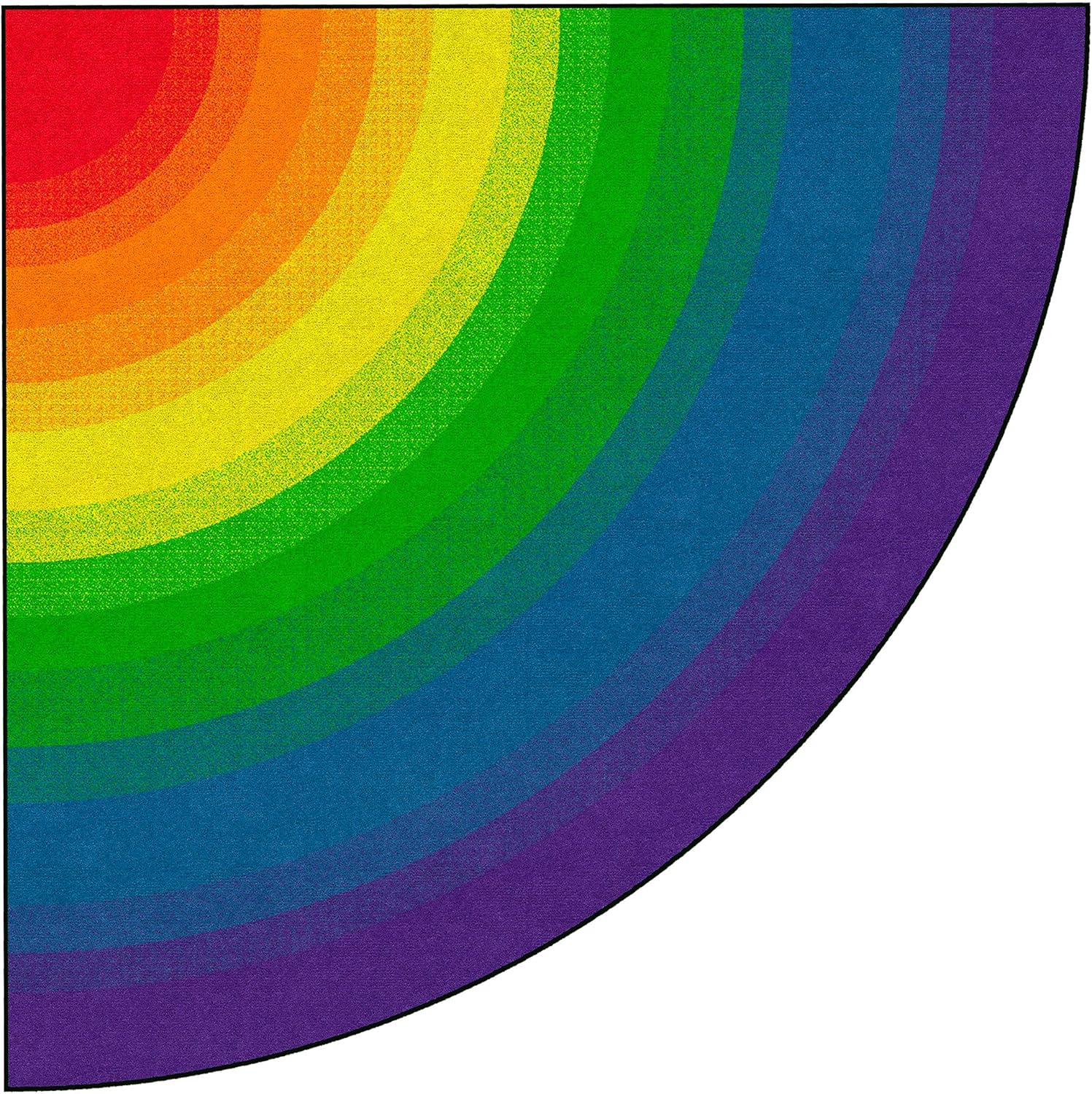 Flagship Carpets Rainbow Area Rug for Kids Classroom, Home Learning Area, Playroom Mat or Childrens Bedroom Carpet, 6ft Across, Quarter Circle