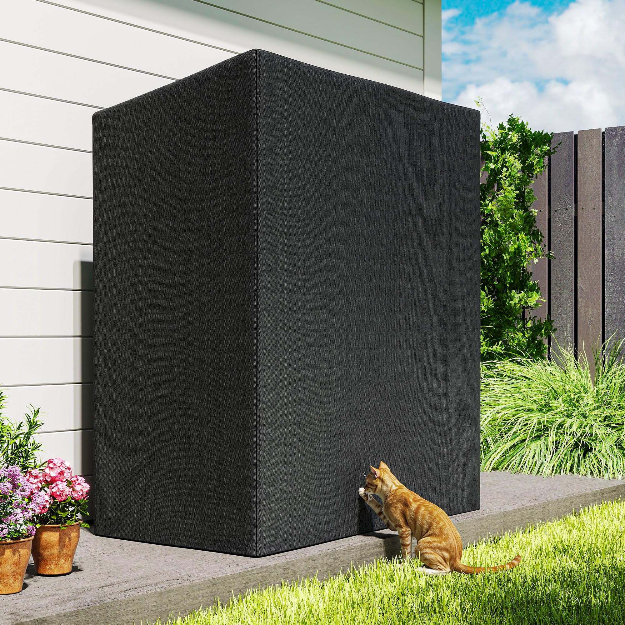 Outsunny Estante de Leña Metálico, Carga 300 kg, Leñero Exterior con Cubierta Impermeable 600D Oxford, Marco de Acero, Soporte para Leña de Chimenea, para Jardín, Terraza, 140x70x154 cm