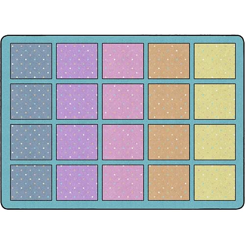 Flagship Carpets Happy Squares Educational Area Rug for Kids Room Seating Décor, Children's Classroom, Play Carpet for Teaching and Playroom, Seats 20, 6' x 8'4", Multi-Color