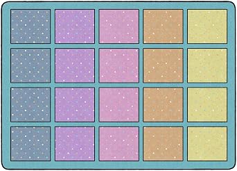 Flagship Carpets Happy Squares Educational Area Rug for Kids Room Seating Decor, Childrens Classroom, Play Carpet for Teaching and Playroom, Seats 20, 6 x 84", Multi-Color