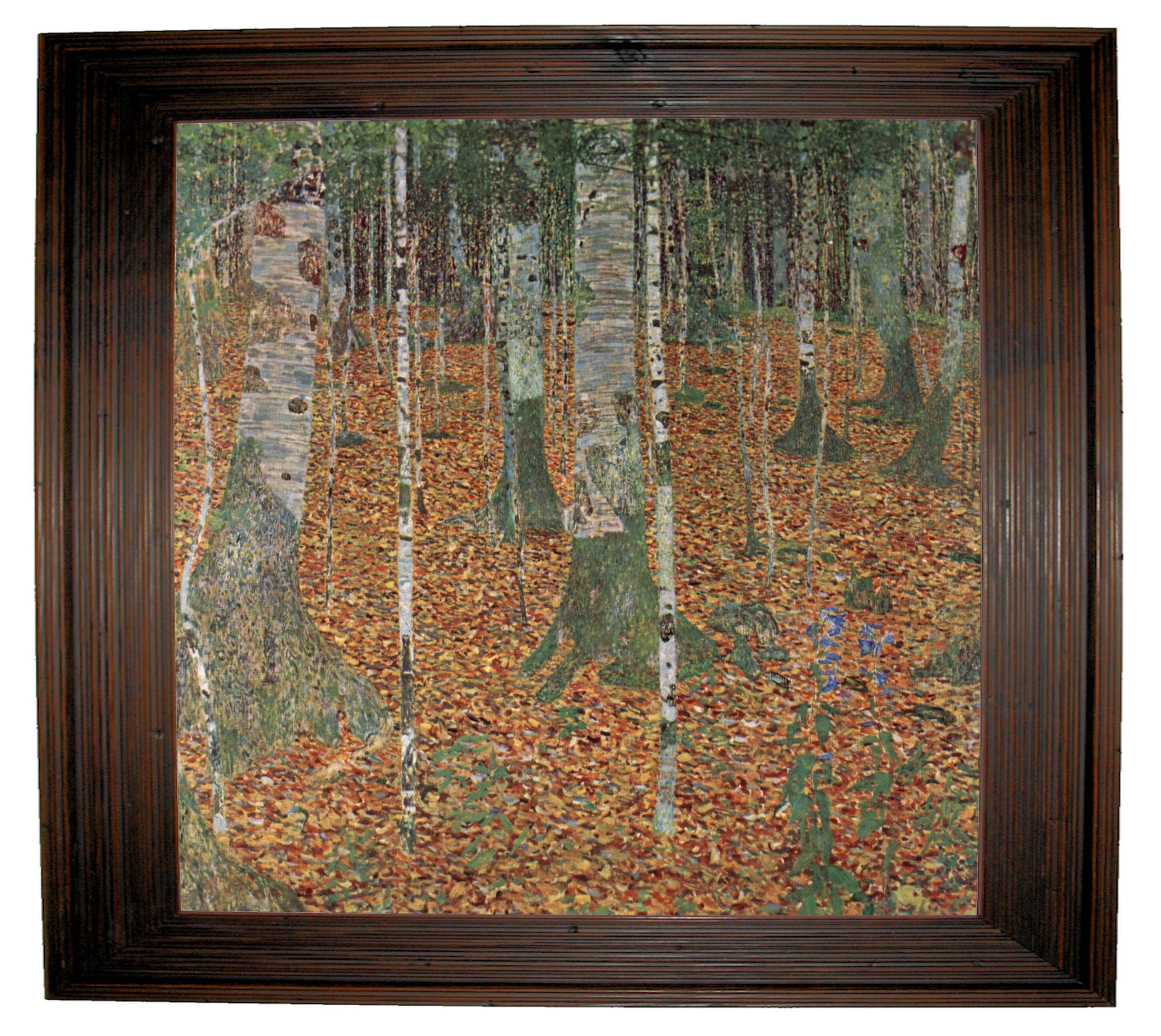HistoricArtGallery Klimt Birch Forest - Rustic Brown Framed Canvas Print Reproduction 25 x 25