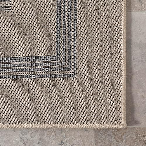 Miniatura 10 de nuLOOM Charter Bordered - Alfombra sólida para interiores y exteriores, 5 x 8 pies, color gris claro