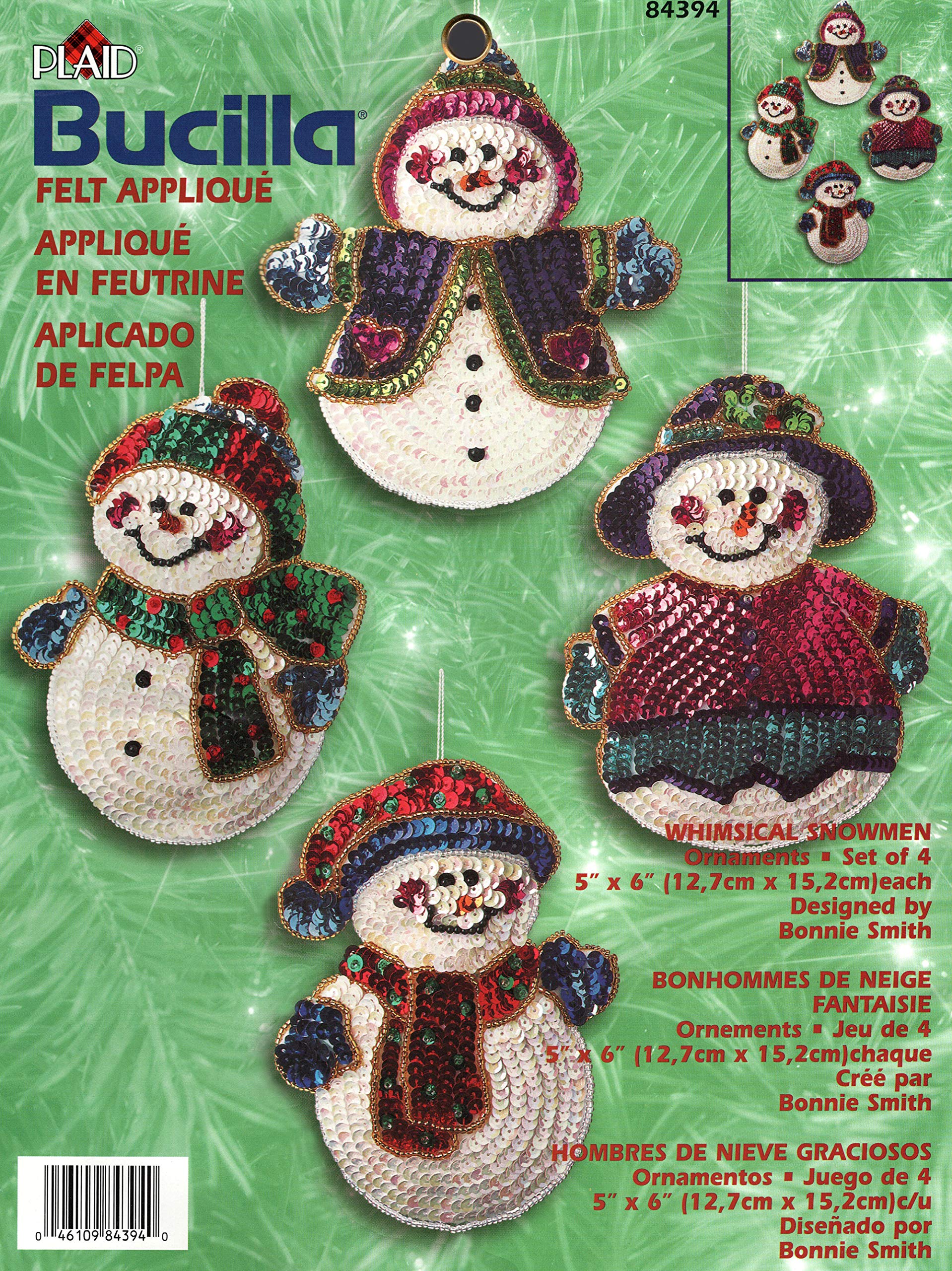 Bucilla “Whimsical Snowmen Felt Applique Tree Ornaments Kit 84394