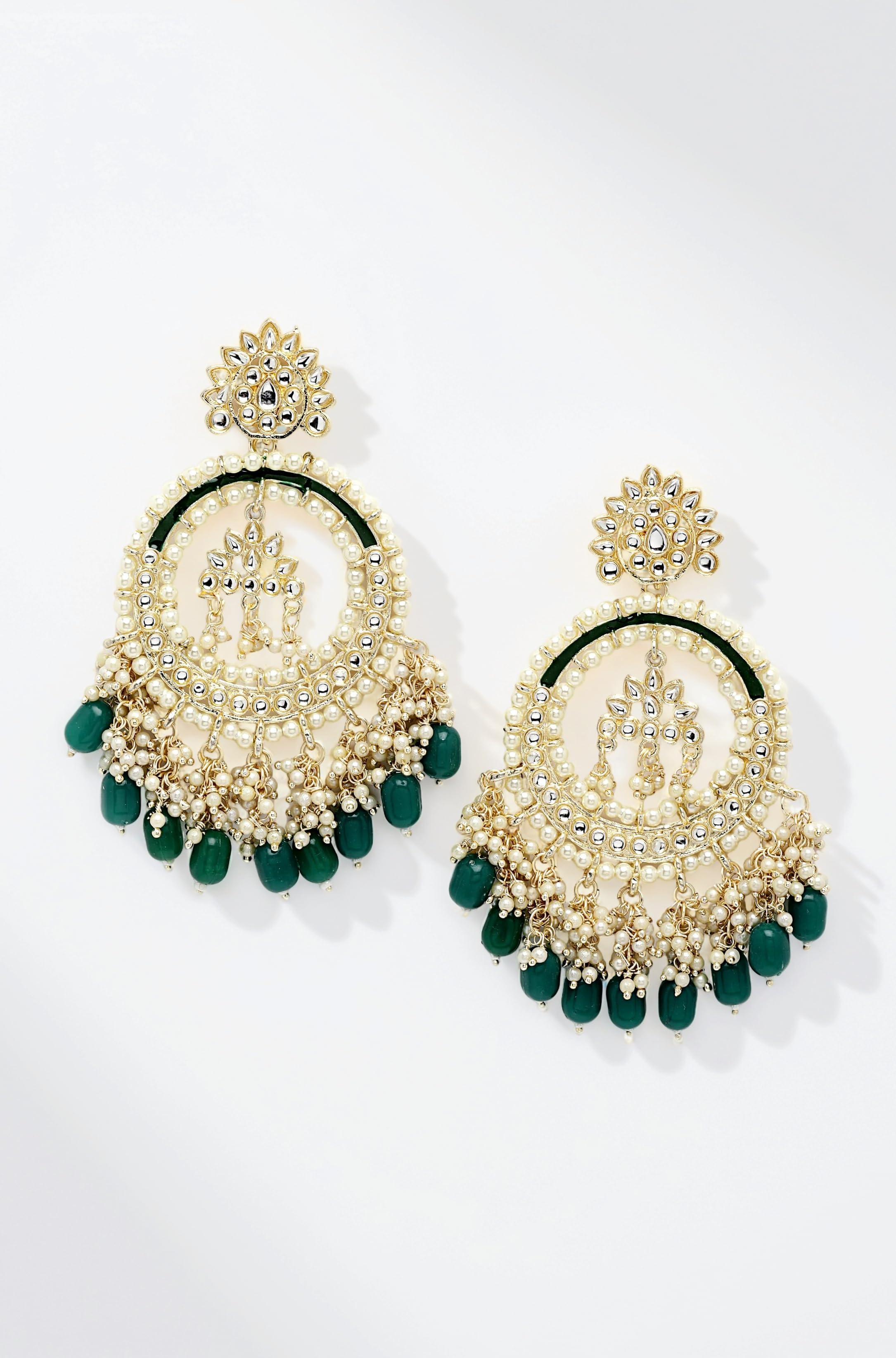 Shining Diva Fashion Latest Stylish Traditional Kundan Chandbali Earrings for Women and Girls