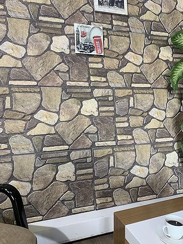 Miniatura 10 de Dundee Deco Paneles de pared 3D revestimiento de pared con aspecto de piedra gris azulado y blanco, revestimiento de espuma de poliestireno para