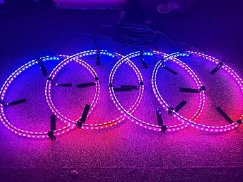 Sando Tech 15.5inch Double Row Dream Color Chaser RGB Double-Side LED Wheel Light w/Turn Signal,Braking,Lock Controlled by Remote and APP Simultaneously
