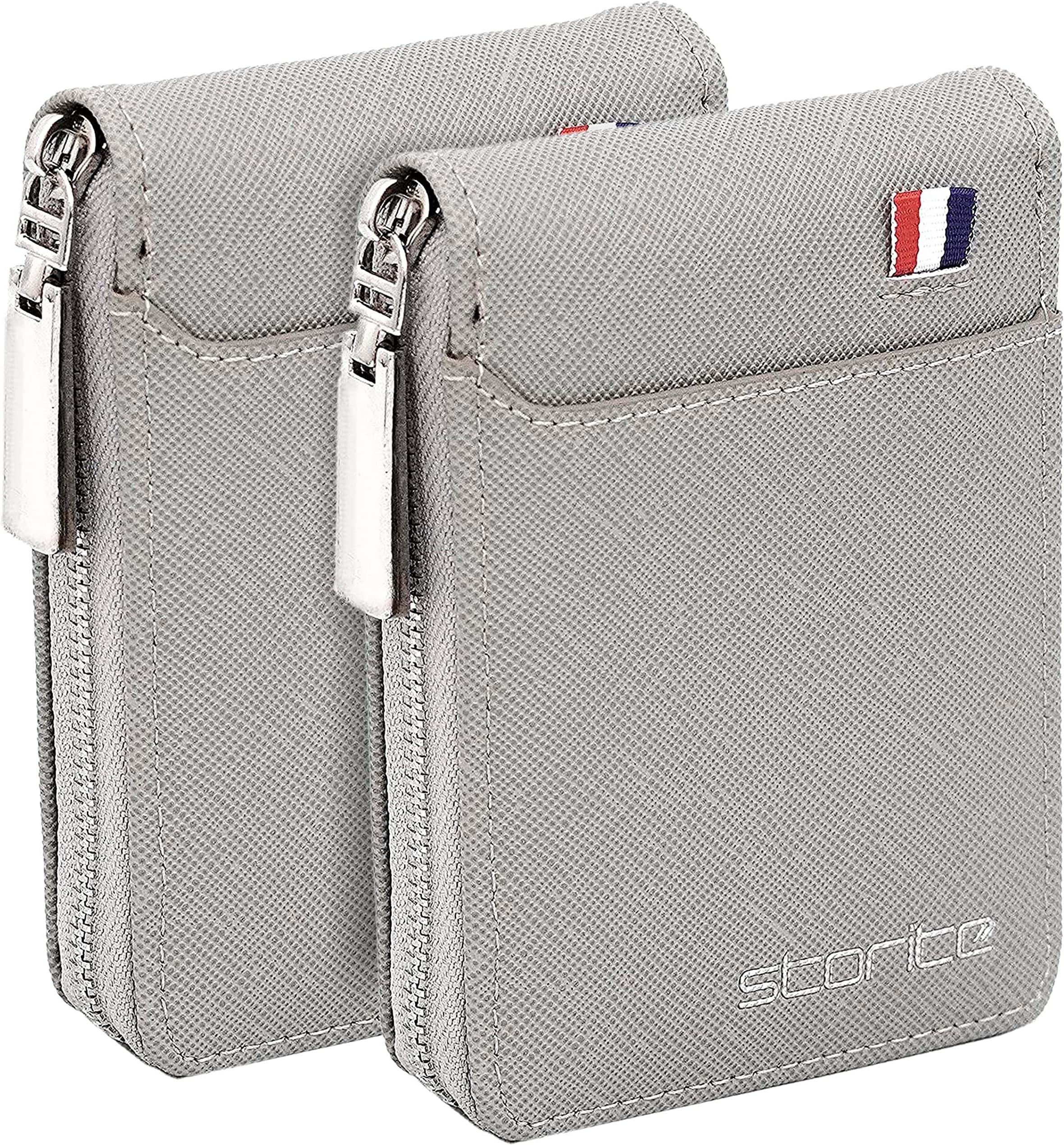 StoritePU Leather 9 Slot Vertical Credit Debit Card Holder Money Wallet Zipper Coin Purse for Men Women - Lightbrown (11.5 x 1.75 x 8 cm), Grey, 2Pack SilverGrey, card holder