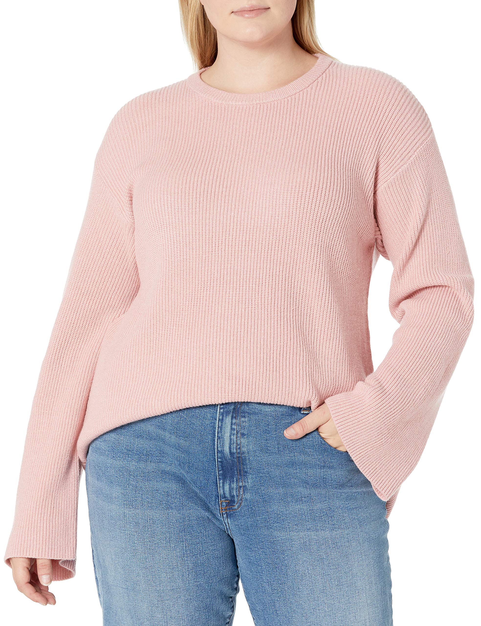 The Drop Rippstrick-Pullover Alice für Damen, Rundhalsausschnitt, geschlitzte Rückseite