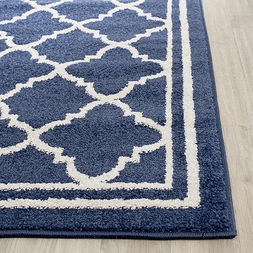 Vista 6 de Safavieh Amherst Collection AMT422B - Alfombra para interiores y exteriores, color gris claro y beige