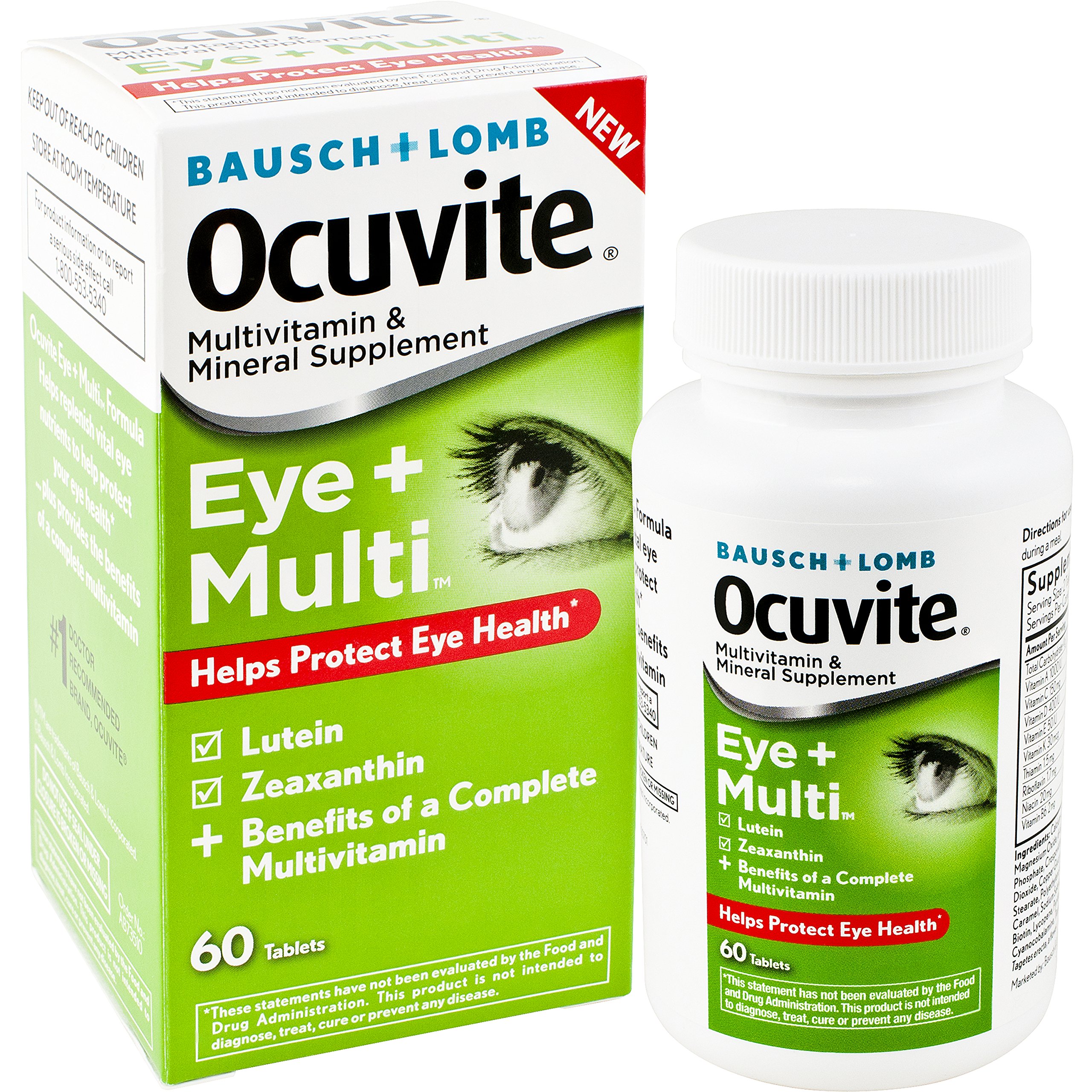 Ocuvite Eye Multi + Supplement, Contains Zinc, s A, B6, B12, C, D, E, K, Lutein, & Zeaxanthin, 60 s