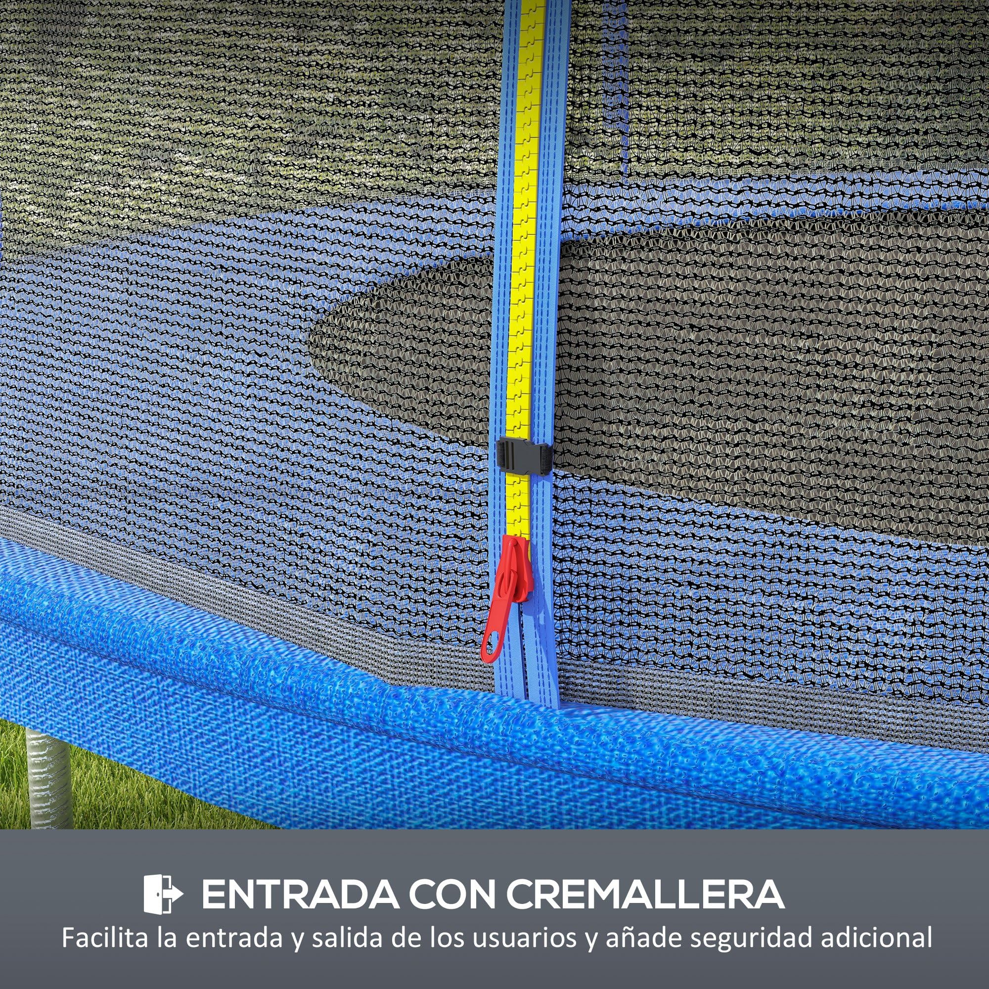 SPORTNOW Red de Seguridad para Cama Elástica Ø305 cm 6 Postes Rectos Verde | Red de Trampolín Redondo, para Exterior, Protectora para Cama Elástica
