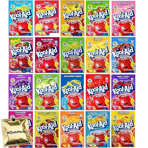 Miniatura 2 de Kool Aid Packets Mezcla de bebidas, 20 sabores surtidos en polvo, sin azúcar, mezcla de Koolaid en polvo, cada paquete hace una jarra, 2 paquetes de