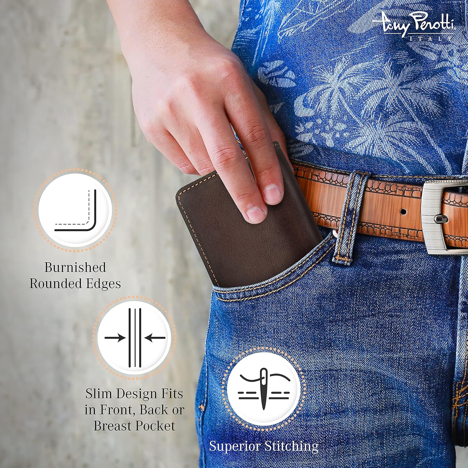 Tony Perotti Italian Leather Business Card Holder for Men and Women - Eco-Friendly Vegetable-Tanned Full Grain Leather Business Card Wallet Made in Italy - Image 5