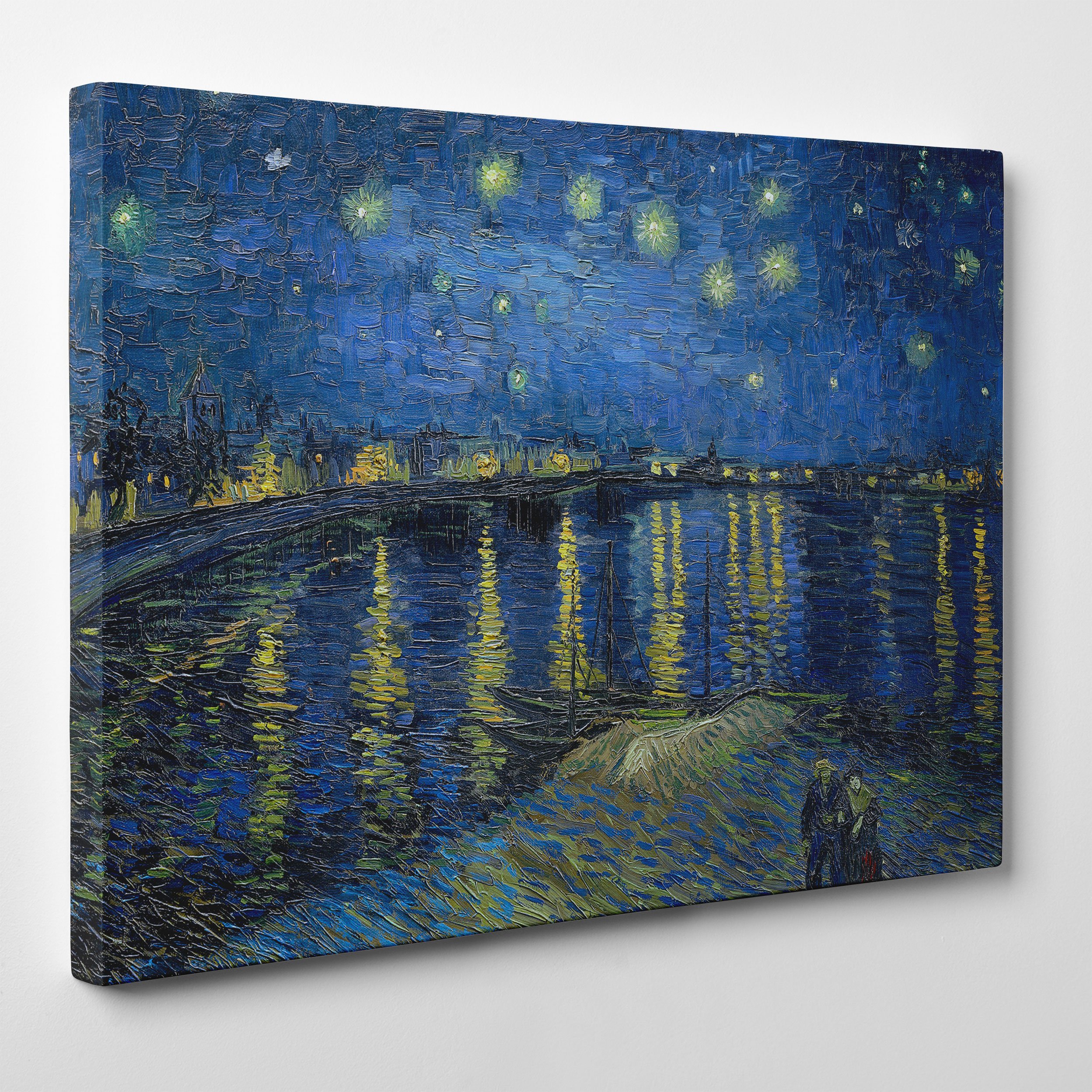 Van Gogh Sternennacht Bild Auf Leinwand - Gerahmt, 30x40 Cm, Weißer Shabby-Look