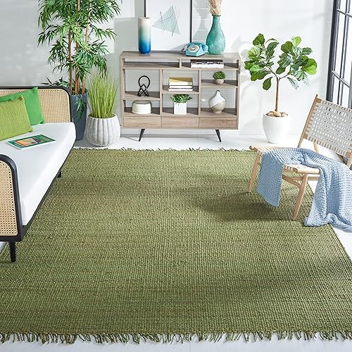 Safavieh Natural Fiber Collection NF368G - Alfombra tejida a mano con flecos bohemios de yute de primera calidad para sala de estar, comedor, disponible en Yaxa Colombia