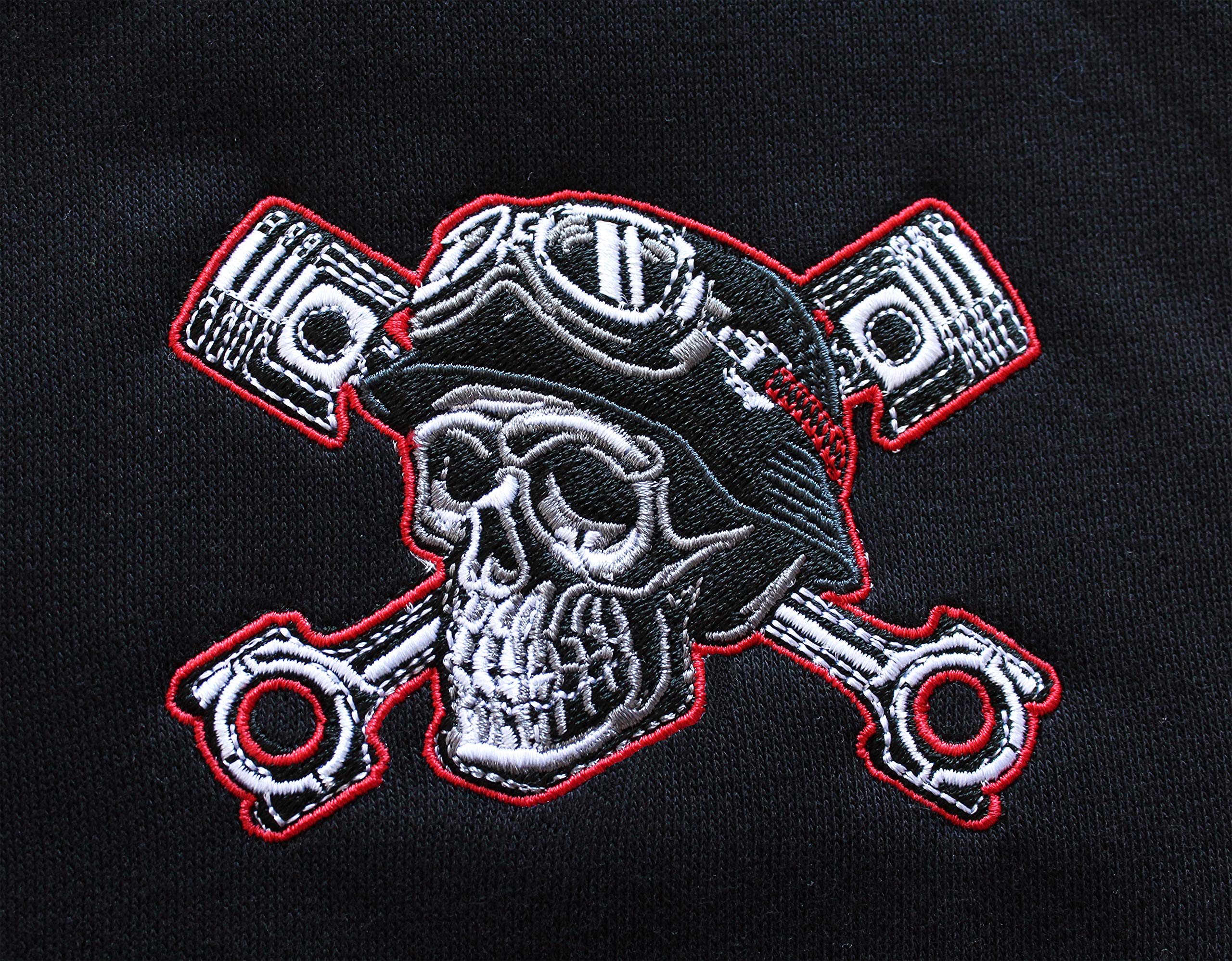 Chaqueta Sudadera con Capucha: Speed Junkies - con Bordado Calavera/Hoodie/Hoody Zipper Sweater/Hombre-s y Mujer-es/Moto-cicleta/USA/Chopper/Skull/Motero/Hooded-Jacket (L)