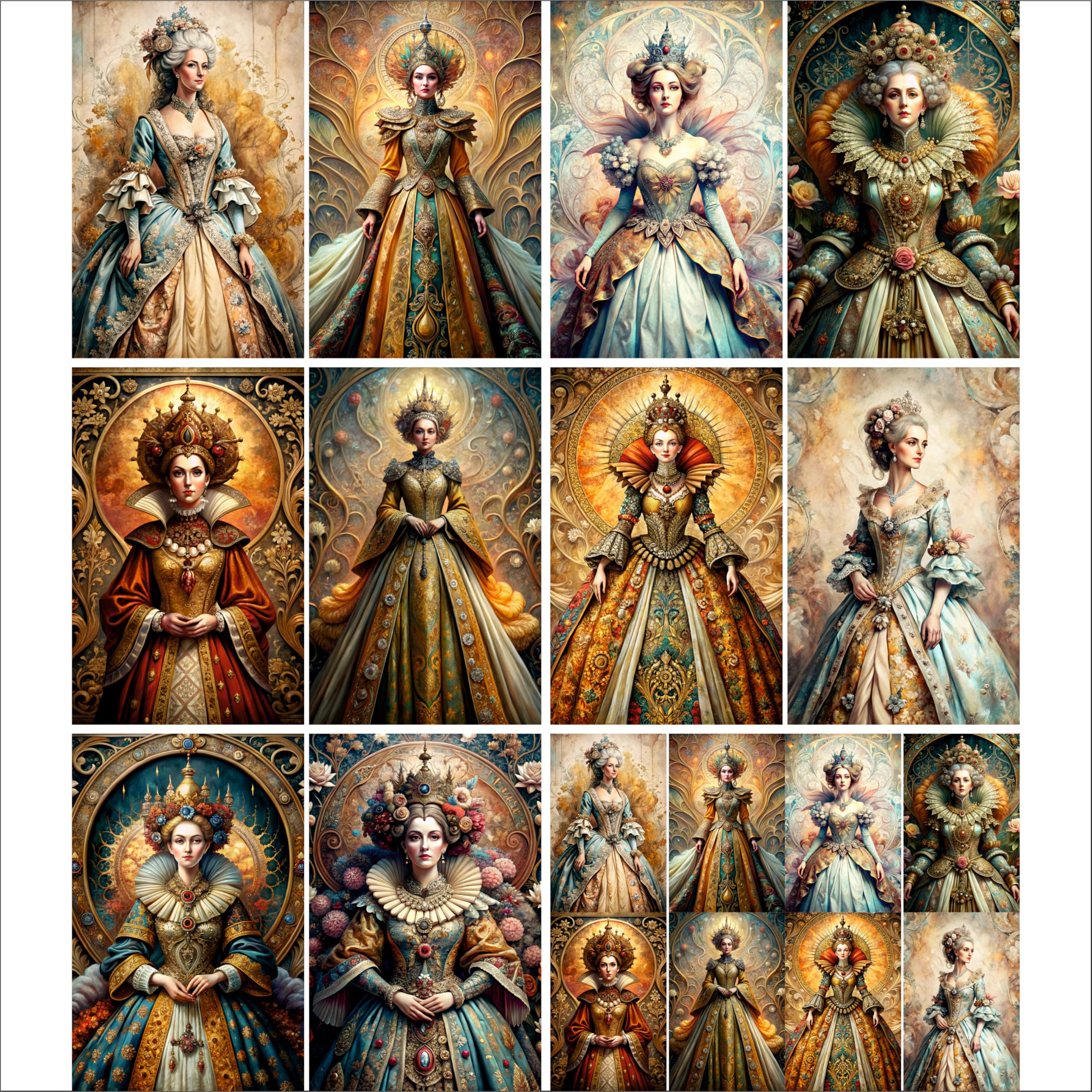 Vintage Queens Reispapier, 20,3 x 26,7 cm (A4), 6 Stück, 6 einzigartige Designs, vielseitige Decoupage-Designs für Kunstprojekte und Bastelarbeiten CRAFT KREATIVELY