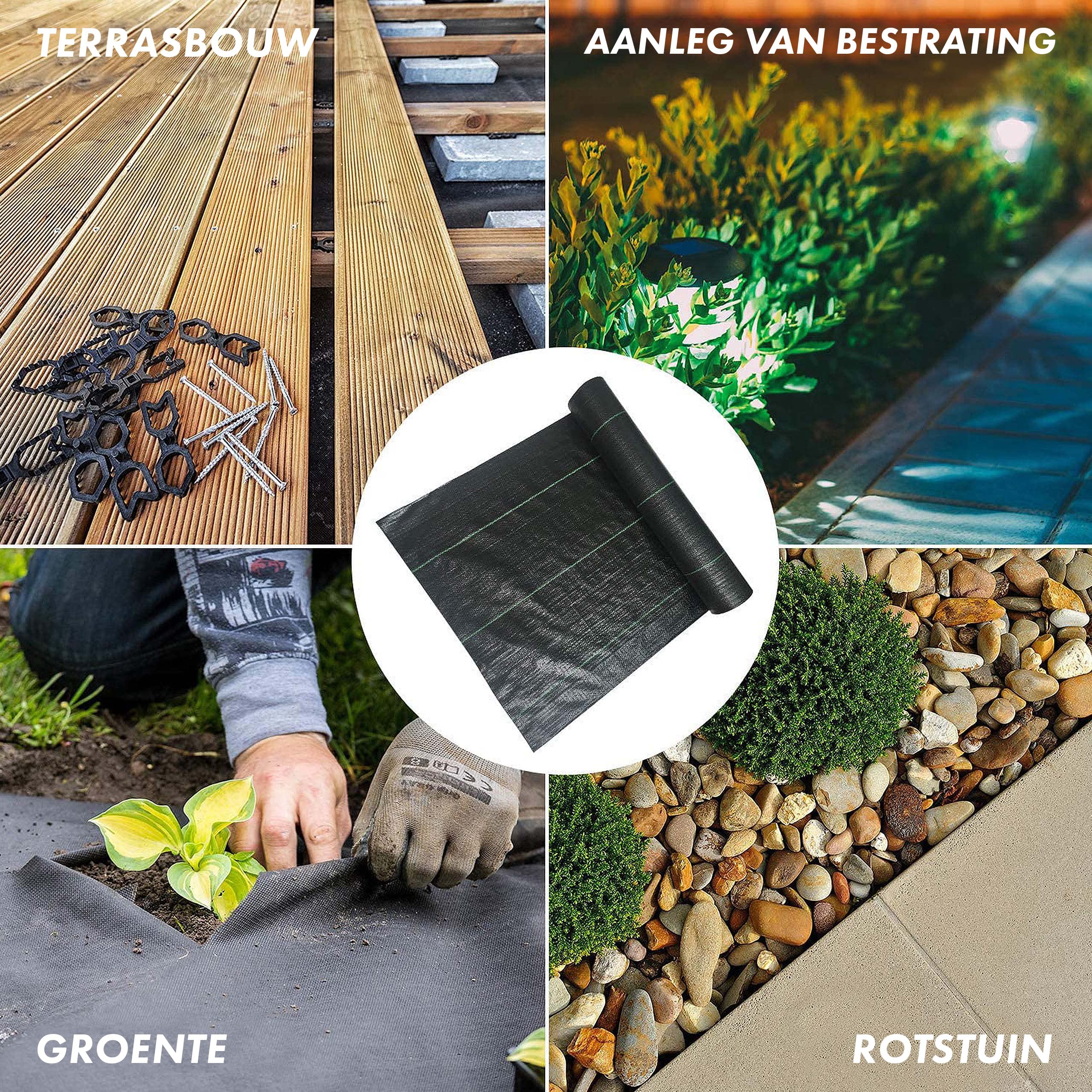 1000 m² Garlivo worteldoek waterdoorlatend 80 g/m² in verschillende maten, anti-onkruiddoek - scheurvast gronddoek met zeer hoge UV-bescherming- onkruidfolie gemakkelijk te leggen- 50 m x 20 rol