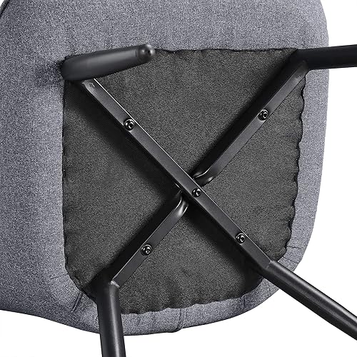 Miniatura 60 de Yaheetech Silla decorativa, sillón moderno y elegante, silla de tocador de tela de lino con patas de metal y respaldo alto para sala de estar,